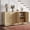 Natural, variant on Haverchair Sideboard Buffet Cabinet with Storage, Fluted Arched Storage Cabinet with Adjustable Shelves, Wooden Modular Coffee Bar, Modern Console Table for Living Room Kitchen Dining Room Entryway