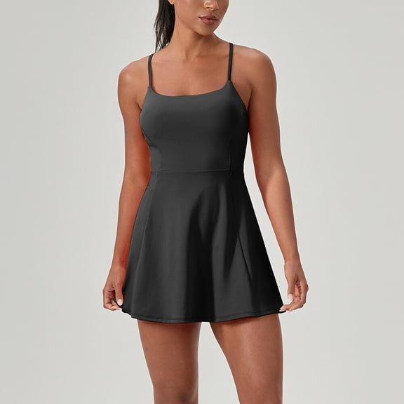 Women Sports Running Skirt Fitness Quick Dry Breathable One Piece Slip Dress