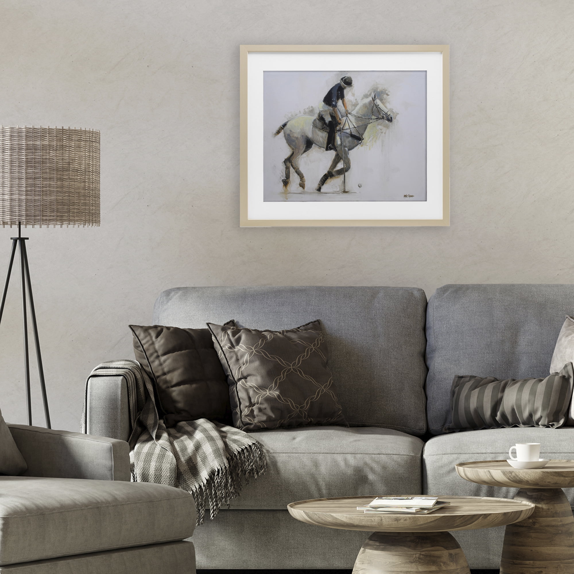 Stupell Industries Polo Rider in Motion Birch Framed Print Under Glass, design by Jadei Graphics