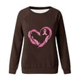 thumbnail image 4 of SOOMLON Breast Cancer Shirts Women Long Sleeve Ribbon Themed Clothing Crewneck Hearts Apparel Party Attire Outfits S, 4 of 4