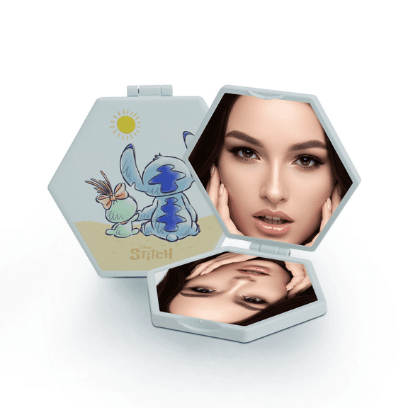 Impressions Vanity Stitch Beach Day Travel Compact Mirror with 2X Magnification and Stitch Artwork