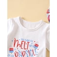 thumbnail image 4 of Toddler Baby Girl/Boy 4th of July Independence Day Suit, Letter Print Short Sleeve Crew Neck T-shirt + Ice Cream Elastic Waist Shorts + Bow Headband, 4 of 9