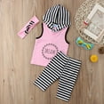 thumbnail image 2 of Franhais  Kids Girls Summer Outfits Clothes Sleeveless Hoodies Tops+Pants Headband 3PCS Set 1-6Y, 2 of 9
