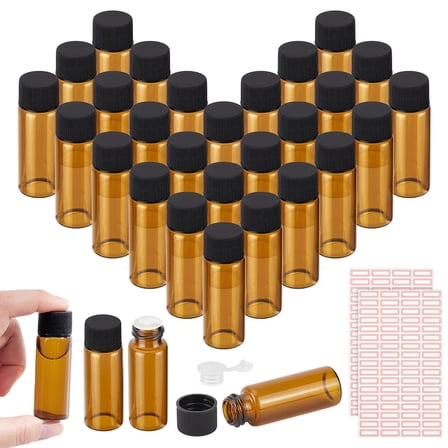 30 Pcs Amber Glass Bottle Amber Glass Bottle Small Oil Vial Sample Bottles 15ml(0.51fl. oz) with Screw Caps