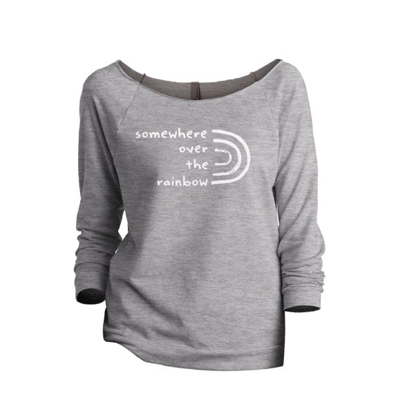 Somewhere Over The Rainbow Women's Fashion Slouchy 3/4 Sleeves Raglan Lightweight Sweatshirt Sport Grey X-Large