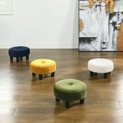 Jennifer Taylor Home Riley 16 Round Footstool Ottoman Olive Green Velvet