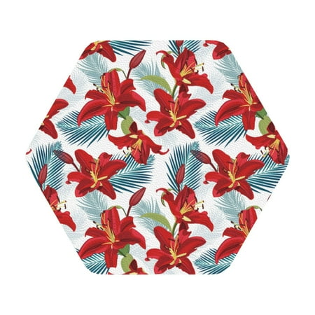 

Matuu Lilies Flowers for Cup Coasters Set of 6 Leather Coasters Desk Coasters for Office Measures 4” x 4” Hexagon