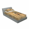 thumbnail image 2 of Savannah Fitted Sheet & Pillow Sham Set, Mom Lioness and Young Lion in South Nature Big Cats at Wilderness Savannah Themed Print, Decorative Printed 2 Piece Bedding Decor Set, Twin, Cream, Ambesonne, 2 of 2
