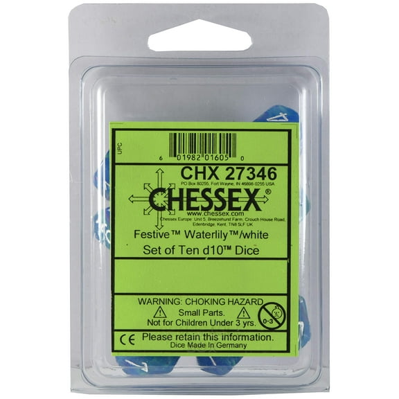 Chessex Festive D10 Dice Set Waterlily