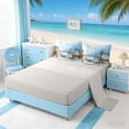 thumbnail image 4 of Manfei Oil Painting Lighthouse Boat Bedding Comforter Set for Kids Boys and Girls, Tropical Beach Queen Bedding Sets, Gray Reversible 7pcs, 4 of 6