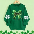 thumbnail image 2 of Xdegoge Women's Long Sleeve Crewneck Sweater with Glitter Clover Print, Festive St. Patrick's Day Graphic Pullover for Holiday Celebrations, 2 of 5