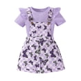 thumbnail image 1 of TZEWGL Ensemble 2 Pcs Confortable Col Rond Imprimé Graphique Manches Bouffantes Châle avec Imprimé Papillon Robe Sans Manches pour Enfant Taille 6-7T, 1 of 8