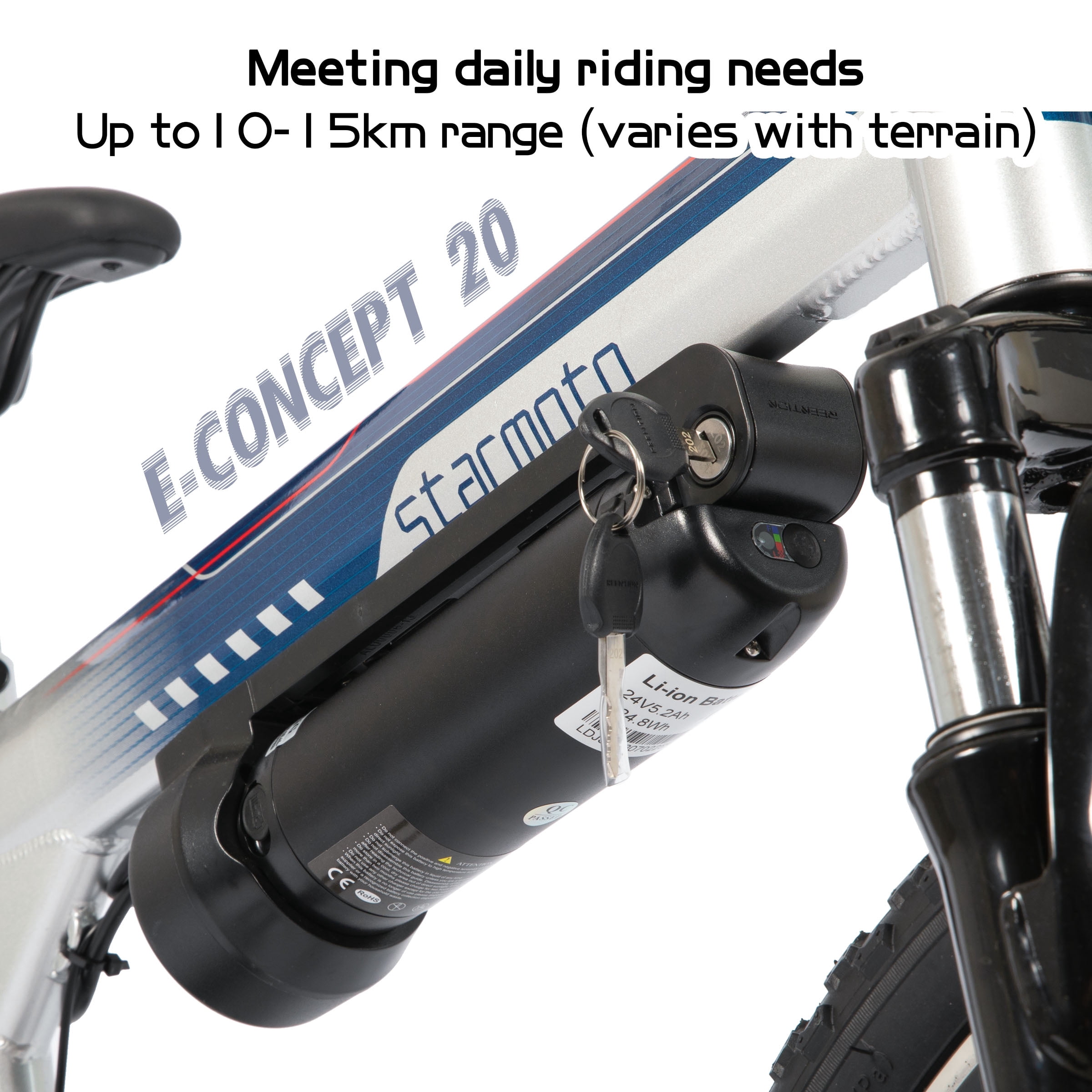 JOYSTAR Radspur Electric Bike 20" with 250W Brushless Motor, 15 Miles 15MPH Electric Mountain Bicycle with Removable Battery, White