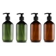 thumbnail image 3 of Matsuzay Dispensador de jabón, botellas de bomba de recarga, desinfectante de plástico tipo empuje, verde marrón para dispensar lociones de Juegos de accesorios de baño Numero 3 Matsuzay HA042823-03, 3 of 6