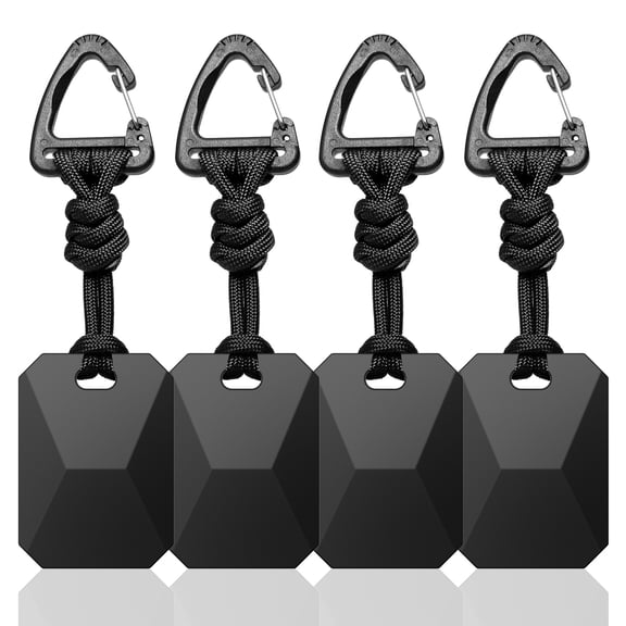 SENHAWK 4 Pack Cyber Geometric AirTag Keychains with Tactical Carabiner & Woven Paracord Rope, Multi Color Silicone Tracker Holder Keychains, Signal Transparent Protective Cover