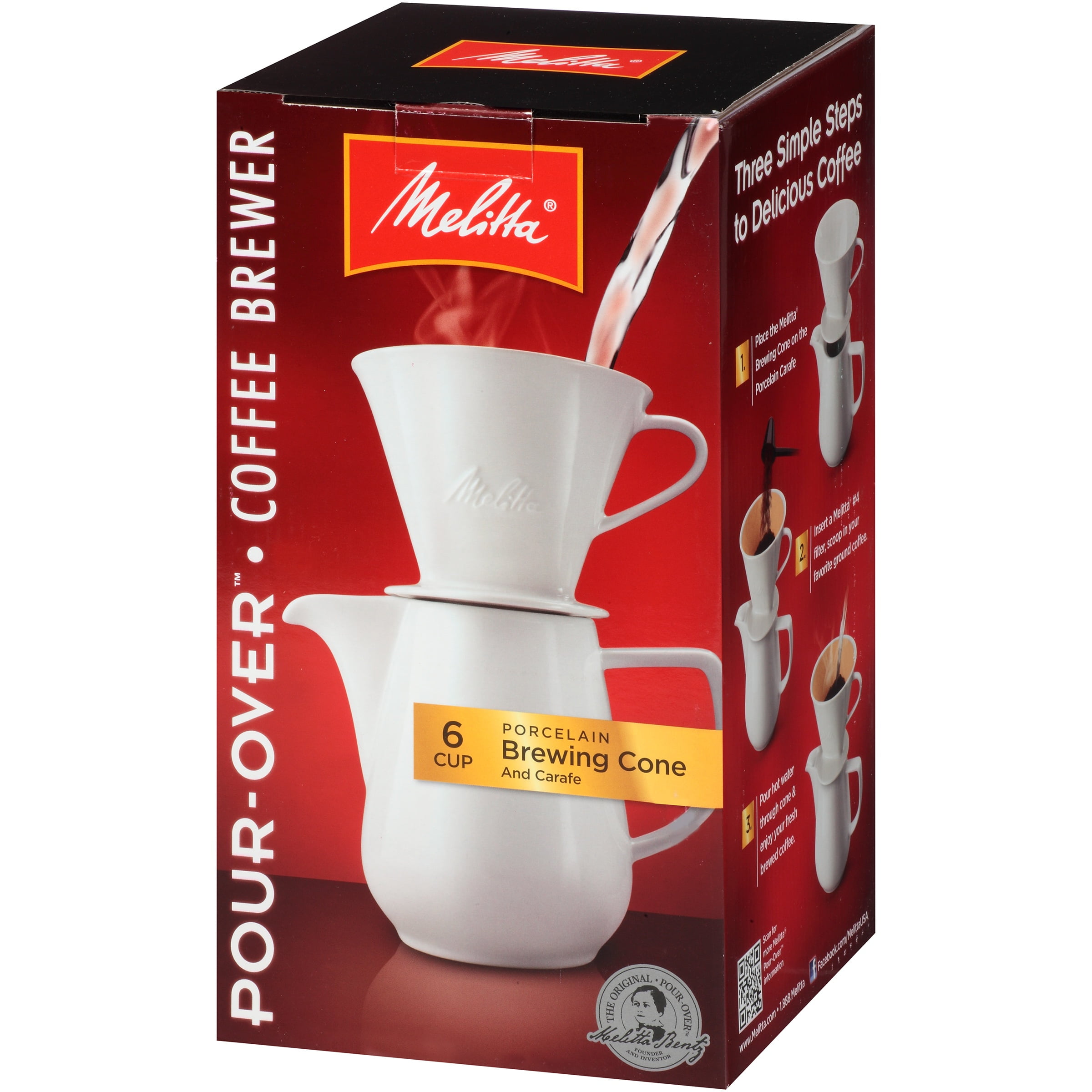 Melitta® Pour-Over? Porcelain Brewer 6 Cup Coffee Maker Box