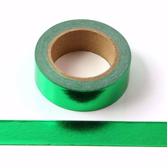 Solid Green Foil Washi Tape Decorative Self Adhesive Masking Tape 15mm x 10 Meters