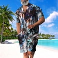 thumbnail image 2 of Summer Savings Clearance! Edvintorg Summer Men's Hawaiian Suit Short Sleeve Printed Button Shirt Beach Shorts Sets Street Casual Men's Suit 2 Pieces Men Clothing, 2 of 7
