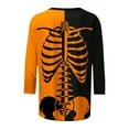 thumbnail image 5 of VKOYWKM Women Halloween Tops 3/4 Sleeve Funny Skeleton Graphic Tees Fall Crew Neck Loose Fit Theme Halloween T-Shirts, 5 of 6