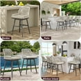 thumbnail image 4 of MEISSALIVVE Set of 4 Rattan Swivel Bar Stools, 26" Counter Height with Woven Rope Back, Cushioned Patio Bar Chairs for Kitchen, Garden, Beige, 4 of 7