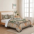 thumbnail image 5 of Full Quilt Set 78''x90'', Boho Lightweight Bedspread Coverlet Set with 2 Pillow Shams, Green Brown Ethnic Tribe Abstract Vintage Western Breathable All Season Quilt Bedding for Bedroom/Guest Room, 5 of 9