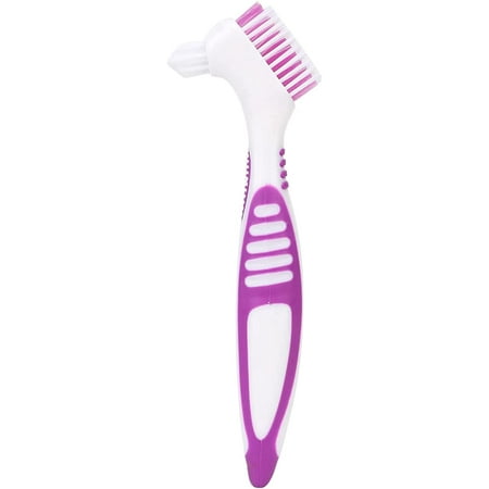 2pcs Denture Cleaning Brush, Hard Denture Brush Oral Care Double-Sided Toothbrush Specially Designed to Thorough Cleaning Dentures & Bridges