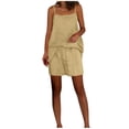 thumbnail image 2 of TaTaai Women's Casual Summer Set Solid Color Linen-Like Adjustable Camisole and Elastic Waist Shorts Two Piece Matching Outfit for Daily and Travel Wear Gift, 2 of 7