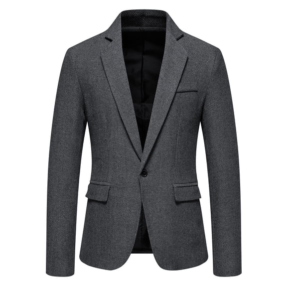 XMMSWDLA Deals Clearance Mens Plus Top Single Button Casual Business Solid Color Herringbone Suit Jacket