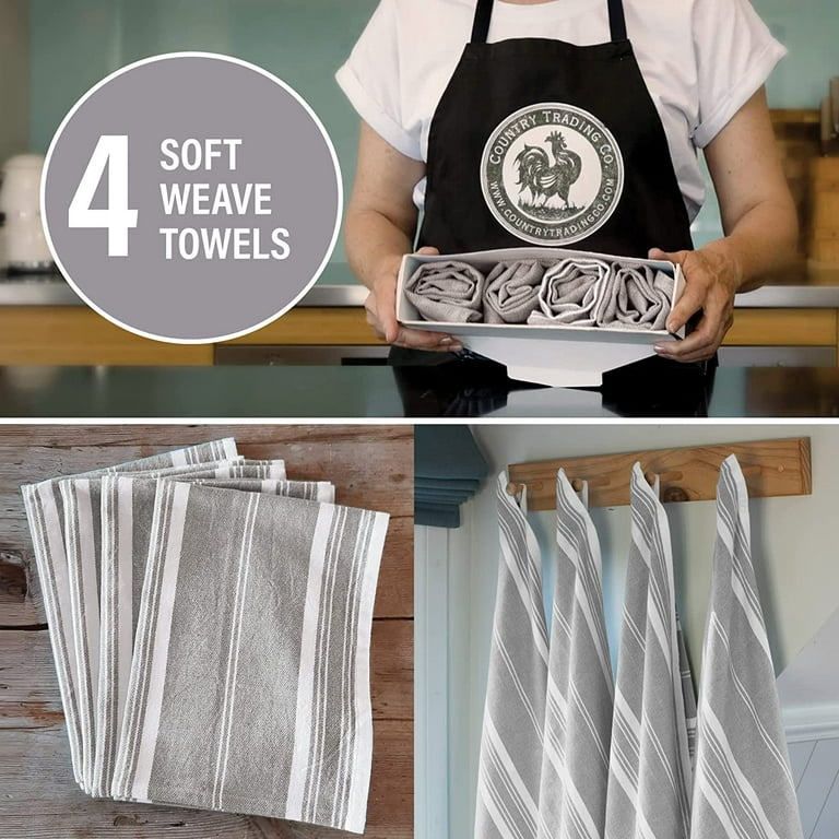 Kitchen Dish Towels Cotton Linen Organic Waffle Towel Absorbent Hanging Loop