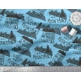 thumbnail image 2 of Soimoi Blue Rayon Fabric Mountains & Text Print Sewing Fabric Yard 56 Inch Wide, 2 of 3