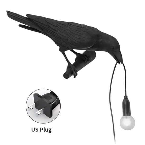 Aplique de pared para el hogar, resina, pájaro, lámpara de pared, sala de estar, lámpara de enchufe E14, pájaro a la izquierda, negro, enchufe de EE. UU., Luz de pared tholdsy HA003392-09B