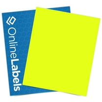 Fluorescent Sticker Paper, 8.5 x 11 Full Sheet Label, 100 Sheet Pack, Inkjet or Laser Printer, Online Labels (Color: Yellow)