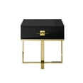 thumbnail image 4 of Hilo Black Gold Side Table - 1 Drawer, Hight Gloss Lacquer Finish, Polished Stainless Steel Base, 4 of 10