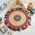 thumbnail image 2 of Ox Bay and Evette Rios Cora 3'6" Round Rainbow Cotton and Jute Fringed Indoor Area Rug, 2 of 8