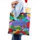 thumbnail image 4 of Tuca & Bertie Bolso de tela con estampado de lienzo para mujer, bolsa de compras reutilizable y estética, con cremallera interior, regalo para mujer, 35 × 40 cm., 4 of 6