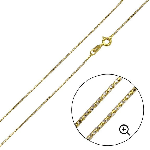 Sterling Silver 925 Gold Plated Round Snake DC Chain 0.8mm Made in Italy 18" Jewelry Female Unisex