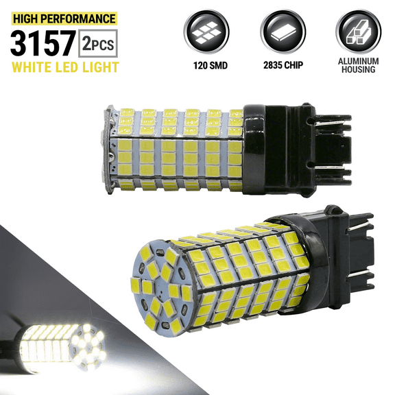 2X T20 3157/3156 LED 6000K White Brake Tail Stop Parking High Power Light Bulbs