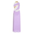 thumbnail image 4 of inlzdz Kids Girls Lyrical Dance Dress Halter Sleeveless Overlay Chiffon Tulle Skirt Contemporary Dancewear Purple 16, 4 of 6