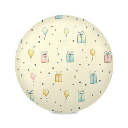 

Round Placemat Set 15.4 Inch Diameter Table Mats Heat-Resistant Decorative for Dining Tables Adorable Cirthday Pattern
