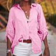 thumbnail image 6 of Dream Lifestyle Office Lady Shirt Solid Color Single Breasted Summer Lapel Three Quarters Sleeve Shirt for Daily Wear, 6 of 8