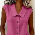 thumbnail image 5 of Tank Top Women Women's Solid Color Casual Sleeveless Lapel Doll Collar Knot Linen Button Cardigan Top Hot Pink Xxl, 5 of 7