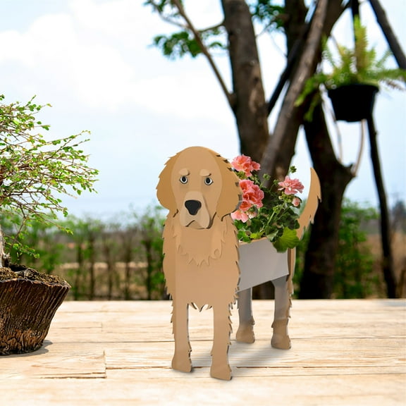 PureCasa Garden Artcraft Cute Dog Planters 13.4"x9.4", Home & Garden Decor PVC Puppy Plant Pots for Outdoor Balcony Patio Courtyard, Funny Creative Decorative Plant Container, 1 Pack