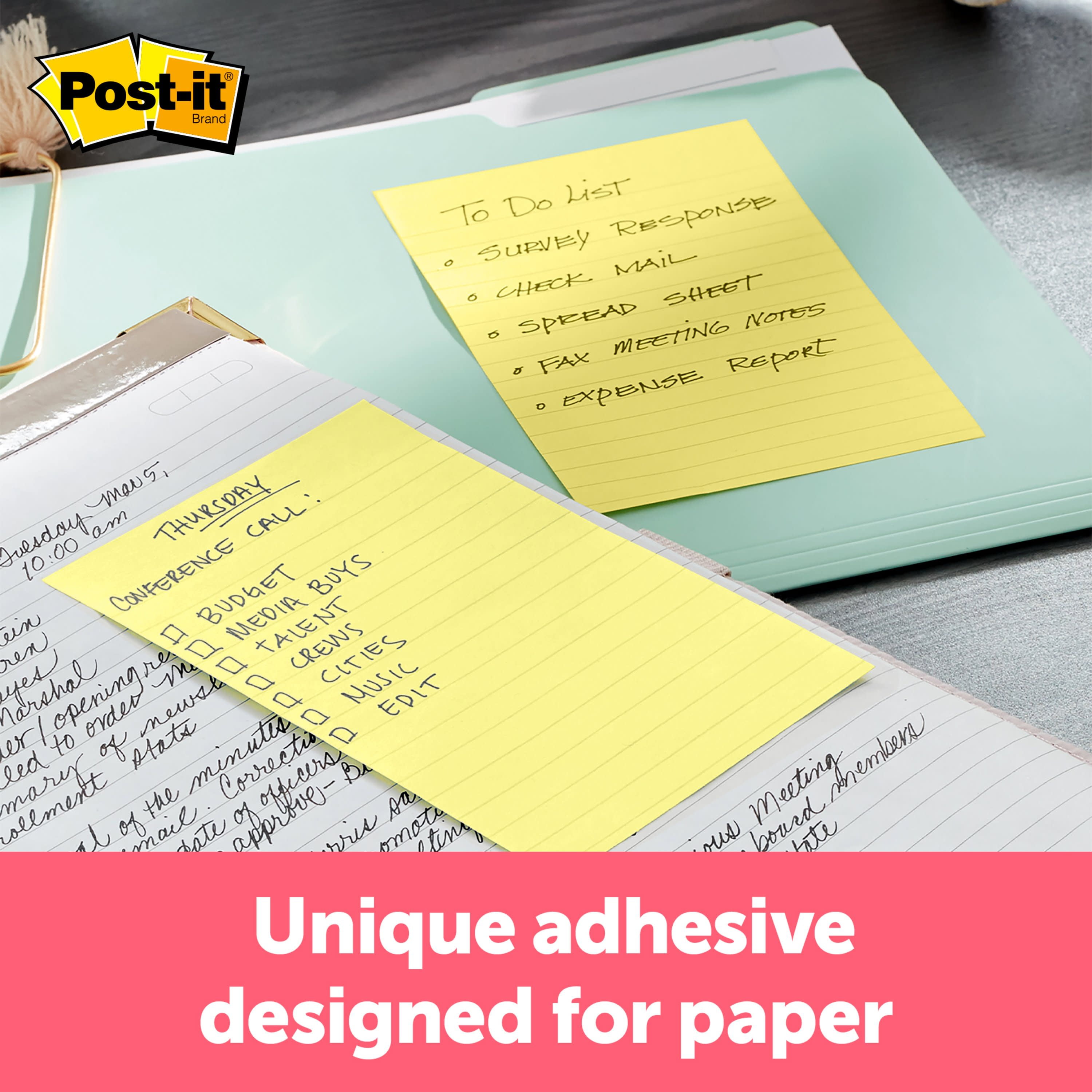Post-it® Notes, 4 in. x 6 in., Canary Yellow, Lined, 12 Pads/Pack