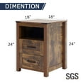 thumbnail image 3 of Rustic Wood Nightstand, Farmhouse Bedside Table with 2 Drawers & Open Shelf, Modern End Table for Bedroom, Brown, 3 of 6