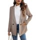 thumbnail image 3 of Traje de Blazer Estilo Boyfriend para Mujer, con Cuello de Solapa, Estampado de Cuadros y Dos Botones Chaqueta Blazer para Oficina o Trabajo Caqui XL, 3 of 10