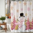 thumbnail image 3 of Pink Christmas Shower Curtains for Bathroom, Snowman Snowflake Waterproof Fabric Shower Curtain for Bathroom Bathtub Decoration, Machine Washable, 54x"78", 3 of 9