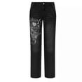 thumbnail image 4 of Byworldtasic Womens Y2K Jeans Women's Low Rise Heart Pattern Baggy Jeans Washed Wide Leg Denim Cargo Pants Y2k Streetwear, 4 of 5