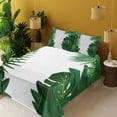 thumbnail image 4 of Ambesonne Hawaiian Fitted & Top Sheet Set with Shams, Tropical Exotic Palms, Green White, 4 of 8