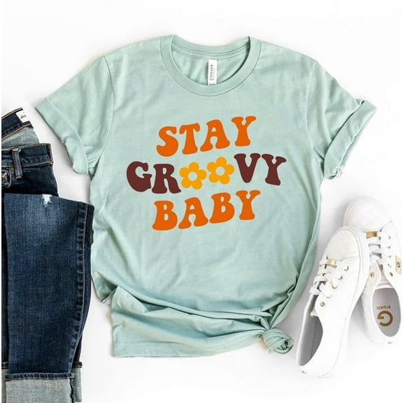 Stay Groovy Baby T-shirt Vintage Shirt Hippie Gift Boho Tee Top Neutral Shirts 70S Mom For And Dad