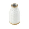 thumbnail image 6 of DecMode 12" Geometric White Porcelain Ceramic Vase with Brown Base, 6 of 9